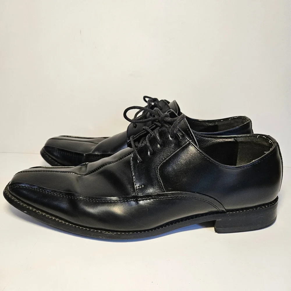 Stacy Adams Mens Black Leather Bicycle Toe Oxford Dress‎ Shoes Size 10M